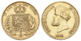 Brasilien 1865 10`000 Reis Gold 9g selten vorzüglich