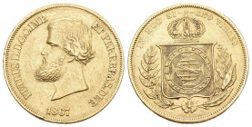 Brasilien 1867 10`000 Reis Gold 9g selten vorzüglich