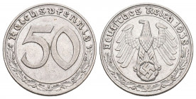 Deutschland 1938 F 50 Pfennig Nickel 3,5g vorzüglich