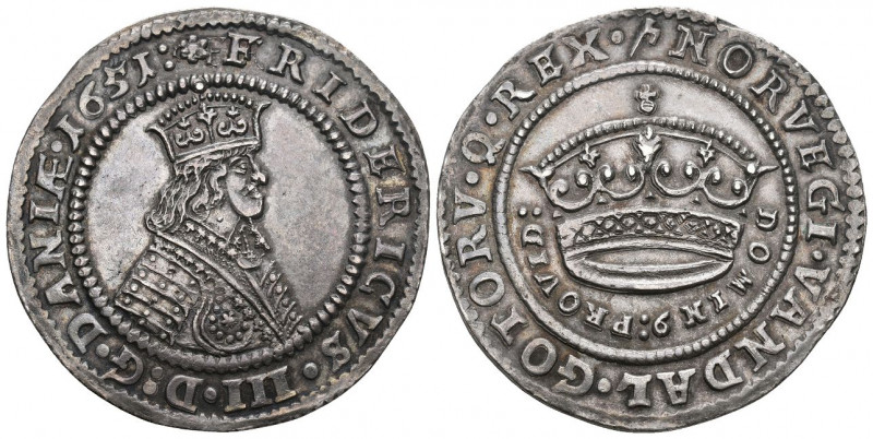 KÖNIG FREDERIK III., 1648-1670. Wahlspruch: DOMINUS PROVIDEBIT
Krone 1651, Kope...