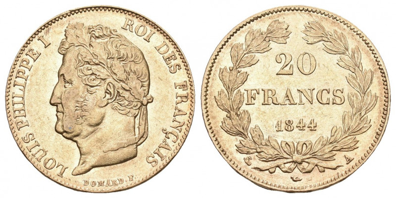 FRANKREICH, Louis Philippe I., 1830-1848, 20 Francs 1844 A, Paris. 6,36g. Fast u...