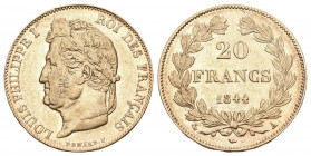 FRANKREICH, Louis Philippe I., 1830-1848, 20 Francs 1844 A, Paris. 6,36g. Fast unzirkuliert