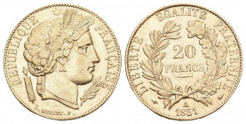 FRANKREICH. Königreich und Republik.
20 Francs 1851 A, Paris. Gadoury 1059. Fr. 566. bis unzirkuliert