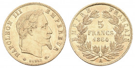 FRANKREICH. Königreich und Republik.
5 Francs 1864 A, Paris. 1.64 g. Gadoury 1002. Fr. 588. fast FDC