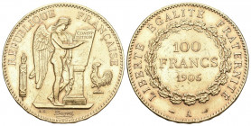 FRANKREICH Königreich 3. Republik, 1871-1945. 100 Francs 1906, Paris. 32.26 g. Gadoury 1137. Schl. 417. Fr. 590. Fast vorzüglich-