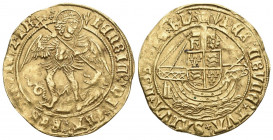 GREAT BRITAIN. HENRY VIII. 1509-1547. Angel n. d. (1544-1547), Tower Mint. Third coinage. Mintmark "lis". 5.08 g. Spink 2300. Fr. 168. Prachtvolle Erh...