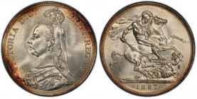 GREAT BRITAIN. Crown, 1887. London Mint. PCGS MS-62 
S-3921, KM-765. A fairly popular issue, this Mint State jubilee crown exhibits tremendous luster...