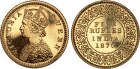 British India 5 Rupees 1870. Neuprägung. 3.89 g. Schl. 911. Fr. 1603a. Prachtexemplar PCGS PR 63