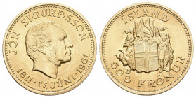 Iceland 1961 500 Kronur Gold 8,91g KM 14 bis unzirkuliert