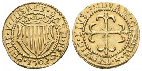 Cagliari Filippo V. 1700-1718. Scudo d'oro 1703. 3.17 g. MIR 93/3. Fr. 145. fast unzirkuliert