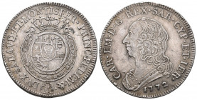 Sardinien 1772 1/2 Scudo Carlo Emanuele 1730-1773 Silber 14,4g KM 59 vorzüglich