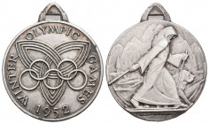 Oslo Olympia Medaille Cu-Ni versilbert 28.5mm Winterspiele selten fast unzirkuliert