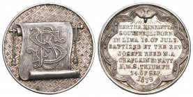 Peru 1879 Silbermedaille Auf die Geburt und Taufe von Henrietta 7,1g fast FDC