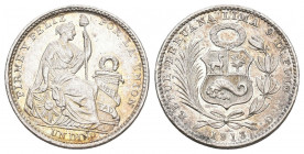 Peru 1913 Dinero in Silber 2,3g prächtige Erhaltung fast FDC