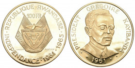 RUANDA. (B) 100 Francs 1965 (30,00 g), Kazibanda KM:4, Fr:1 FDC