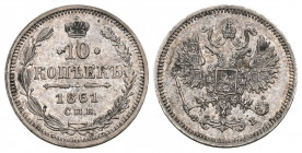 Russland 1861 10 Kopeken Silber 2,07g bessere Qualität bis unzirkuliert