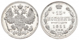 Russland 1911 15 Kopeken Silber 2,7g KM 21,2g Prachtexemplar FDC