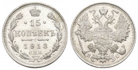 Russland 1913 15 Kopeken Silber 2,7g gute Qualität fast FDC