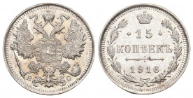Russland 1916 15 Kopeken Silber 2,8g selten KM 21a unzirkuliert