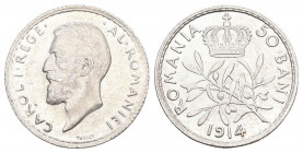 Rumänien 1914 50 Bani Silber 2,5g selten KM 41 FDC