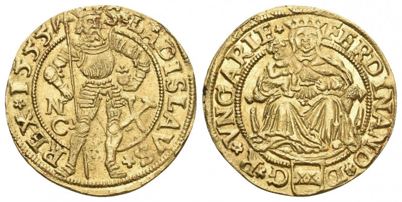 RDR / ÖSTERREICH. Ferdinand I. 1521-1564. Dukat 1555 KB, Kremnitz. 3.50 g. Husza...