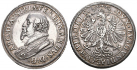 RÖMISCH-DEUTSCHES REICH. Erzherzog Ferdinand, 1564-1595.
Doppelter Reichstaler o. J. (posthume Prägung 1601/1604), Hall. 56,69 g. Eisenschneider Pete...