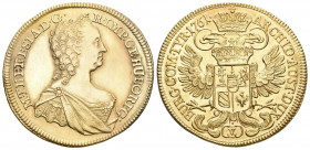 RÖMISCH-DEUTSCHES REICH Maria Theresia, 1740-1780. 5 Dukaten 1761 (Jahreszahl im Stempel aus 1758 geändert), Wien. 17,29 g. Brustbild r. mit Diadem un...