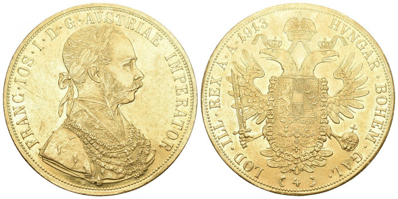 Österreich 1804 - 1918 Franz Joseph I. 1848 - 1916 4 Dukat, 1913. A, Wien 14,00g...