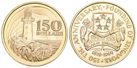 SINGAPUR. Republik. 150 Dollars 1969. 150-Jahrfeier der Gründung. 22,89 g Feingold. Fb. 1. Fast Stempelglanz.