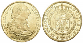 SPANIEN. KÖNIGREICH. Carlos III., 1759-1788 4 Escudos 1787 13,52 g. Calicó 1902, Fb. 285. Prachtexemplar fast FDC