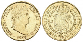 SPANIEN KÖNIGREICH Fernando VII., 1808-1814-1833. 2 Escudos 1826 S-JB, Sevilla. 5,91 g Feingold. Calicó 270, Fb. 316, Schl. 157. Fast vorzüglich