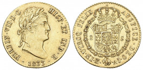 SPANIEN. KÖNIGREICH. Fernando VII., 1808-1814-1833 2 Escudos 1833 M-AJ, Madrid. 5,91 g Feingold. Calicó 1640, Fb. 315, Schl. 133. vorzüglich +
