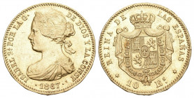 SPANIEN 10 Escudos Isabel II (1833-1868). Madrid. (Cal-45). Au. 8,36 g vorzüglich