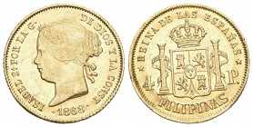 SPANIEN Isabella II. von Spanien, 1833-1868 4 Pesos 1868, Manila. Friedb. 1, C. C. 15820, Schlumb. 9 vorzüglich 
Gold