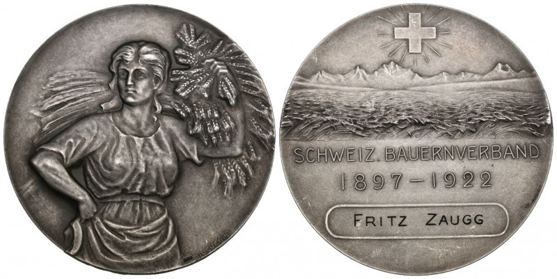 Schweiz / Switzerland / Suisse Schweiz Bern 1922 Bauernverband Medaille in Silbe...