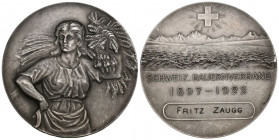 Schweiz / Switzerland / Suisse Schweiz Bern 1922 Bauernverband Medaille in Silber 25 Jahr Feier 42,8g selten FDC