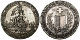 Schweiz / Switzerland / Suisse Luzern 1893 Velocipe Bundestag Silber 50mm 52.1g SM 833 vorzüglich
