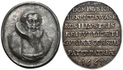 Schweiz / Switzerland / Suisse Zürich 1668 Medaille Johan Waser Silberguss 32,46g 48x46mm SM 491 vorzüglich