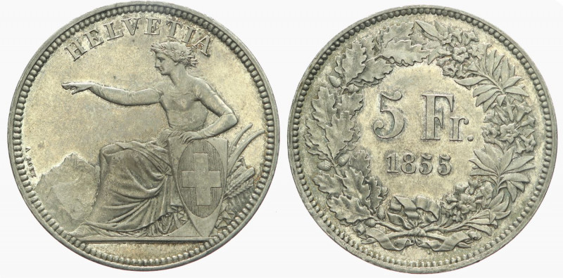 Schweiz / Switzerland / Suisse Solothurn.
5 Franken 1855. Solothurn. Eidgenössi...