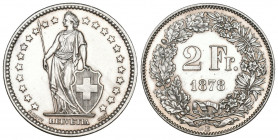 Schweiz / Switzerland / Suisse . Eidgenossenschaft. 2 Franken 1878 B, Bern. Divo 64. HMZ 2-1202c. Sehr selten in dieser Erhaltung vorzüglich bis unzir...