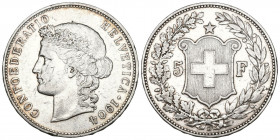 Schweiz / Switzerland / Suisse Eidgenossenschaft. 5 Franken 1904 B, Bern. 25.01 g. Divo 212. HMZ 2-1198j. Selten / Rare vorzüglich minimale Kratzer