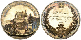 Schweiz / Switzerland / Suisse Nyon 1912 Societe d`horticulture Medaille Bronce vergoldet 124g 60mm FDC