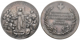 Schweiz / Switzerland / Suisse 1917/1919 Benigna Medaille Helvetia Rorkreuz in Silber 15,4g 35mm Originalbox FDC