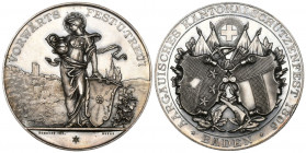 Aargau. Silbermedaille 1896. Aargauisches Kantonalschützenfest in Baden. Sign. HOMBERG BERNE. 39.19 g. Richter (Schützenmedaillen) 19a FDC