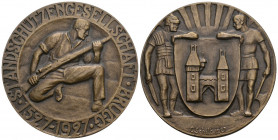 Aargau. Bronzemedaille 1927. 400 Jahre Standschützengesellschaft Brugg. 62.20 g. Richter (Schützenmedaillen) 47b FDC