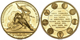 Basel. Vergoldete Bronzemedaille 1844. Basel. Eidgenössisches Freischiessen. 26.01 g. Richter (Schützenmedaillen) 87c. Sehr selten / Very rare. Fast F...