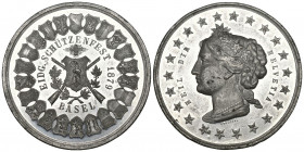 Basel 1879 Eidgenössisches Schützenfest Medaille in PB / SN Ri: 107c selten min Randfehler fast unz