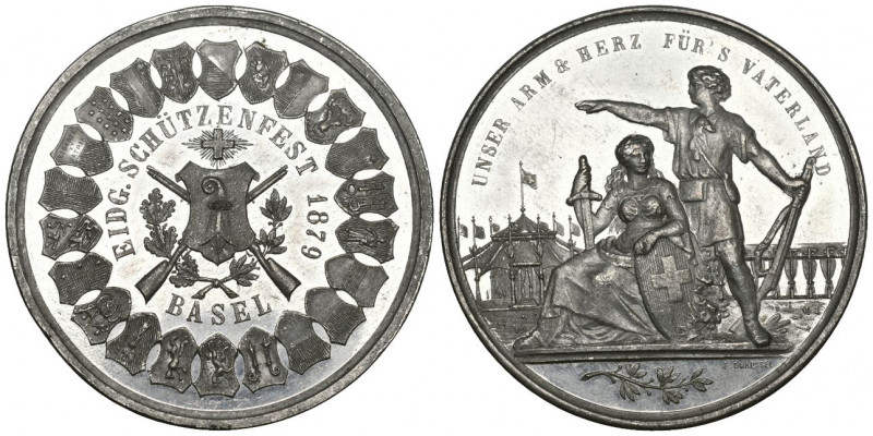 Basel. Blei-/Zinnmedaille 1879. Basel. Eidgenössisches Schützenfest. 32.91 g. Ri...