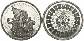 Basel. Blei-/Zinnmedaille 1879 Eidgenössisches Schützenfest. 32.91 g. Richter (Schützenmedaillen) Ri: 101d selten minimaler Randfehler bis unz