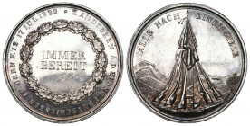 Bern Silbermedaille 1830. Eidgenössisches Freischiessen in Bern. Fälschung um 1890. 7.81 g. Richter 179a, Anm. Bläuliche Patina. Fast FDC.